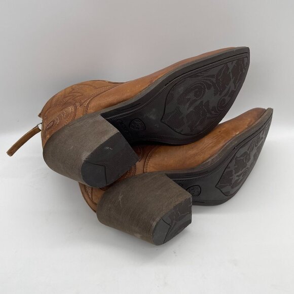 Ariat Layla Western Ankle Boots Naturally Distressed Tan 7B Medium Leather NIB - Picture 12 of 15